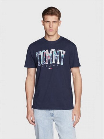 Tommy Jeans T-Shirt Classic Tartan DM0DM15666 Tmavomodrá Classic Fit