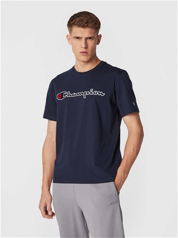 Champion T-Shirt Script Logo Embroidery 218007 Tmavomodrá Regular Fit