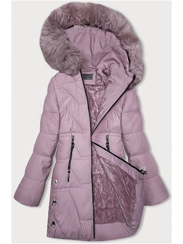 Růžová dámská zimní bunda s kožešinovou podšívkou S west R8165-51 Růžová XL 42