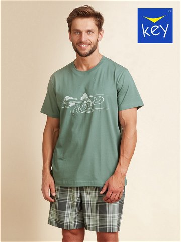 Pánské pyžamo MNS 719 A22 Zelená s potiskem – Key zelená-potisk L