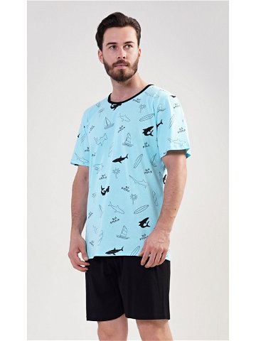 Pánské pyžamo šortky Oceán modré – Vienetta XL