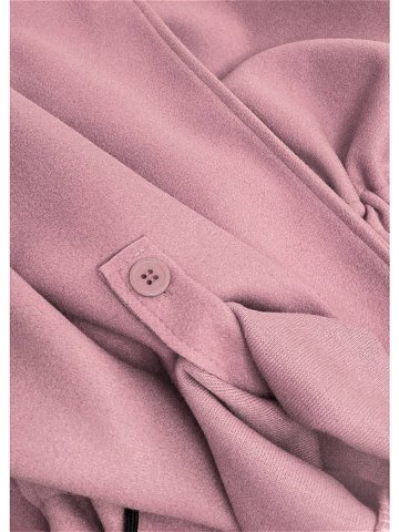 Volný dámský kabát ve starorůžové barvě s klopami 20536 Růžová ONE SIZE