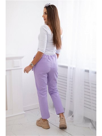 Kalhoty zavazované s asymetrickým předním dílem světle fialová UNI