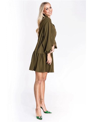 Dámské šaty v khaki barvě s netopýřími rukávy Ann Gissy XY202118 zielony XL 42