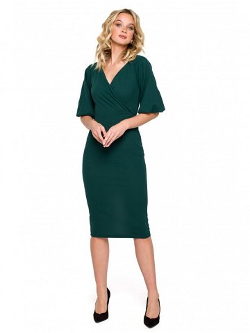 Zavinovací šaty s pouzdrovými rukávy K152 zelené – Makover M