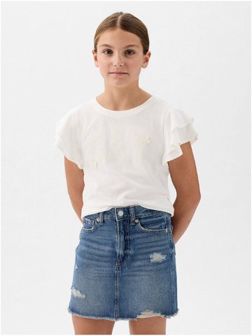 Bílé holčičí tričko s volánky GAP