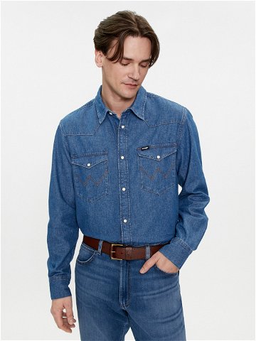 Wrangler džínová košile Western 112350488 Modrá Regular Fit