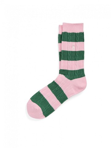 Polo Ralph Lauren Dámské klasické ponožky Rugby Cable 455942322004 Růžová