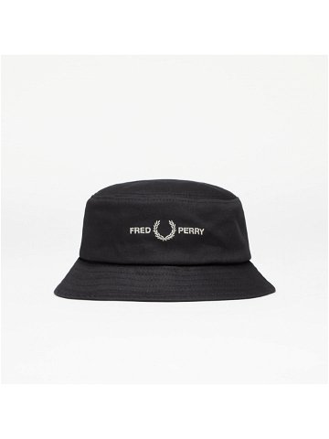 FRED PERRY Graphic Brand Twill Bucket Hat Black Warm Grey