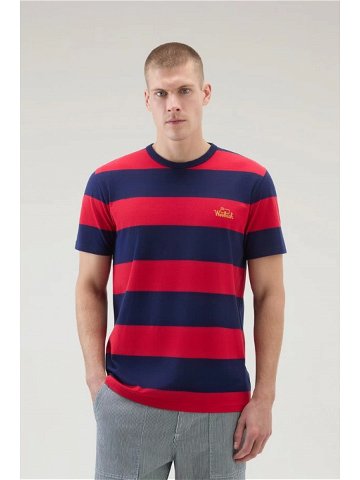 Tričko woolrich striped t-shirt červená m