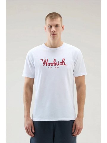 Tričko woolrich embroidered logo t-shirt bílá xxl