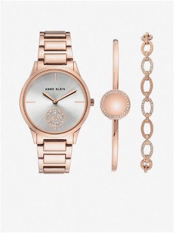 Sada hodinek a náramků ve zlatorůžové barvě Anne Klein