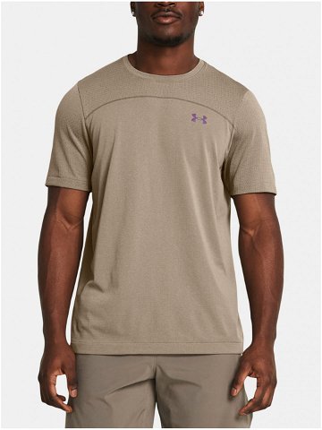 Světle hnědé sportovní tričko Under Armour UA Rush Seamless Wordmark SS