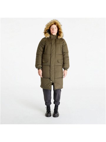 Urban Classics Ladies Oversize Faux Fur Puffer Coat Darkolive Beige