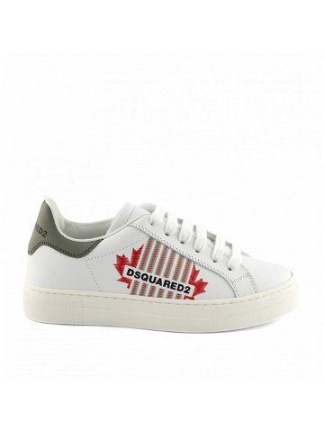 Tenisky dsquared logo & maple leaf leather sneakers low lace up bílá 34