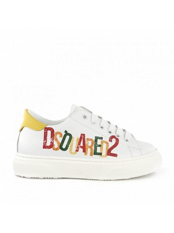 Tenisky dsquared logo leather sneakers low lace up bílá 34