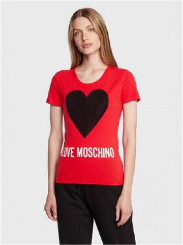 LOVE MOSCHINO T-Shirt W4H1932E 1951 Červená Slim Fit