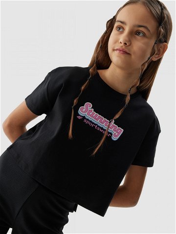Dívčí tričko crop top z organické bavlny – černé