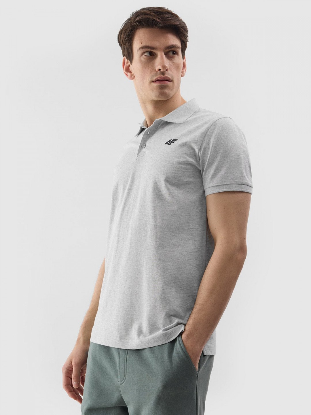 Pánské hladké polo tričko regular – šedé