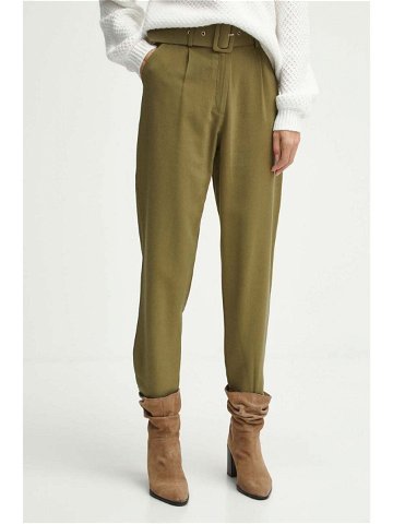 Kalhoty Medicine dámské zelená barva střih chinos medium waist