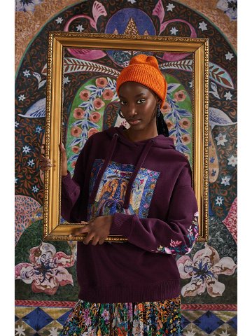 Bavlněná mikina Medicine dámská fialová barva s kapucí s potiskem