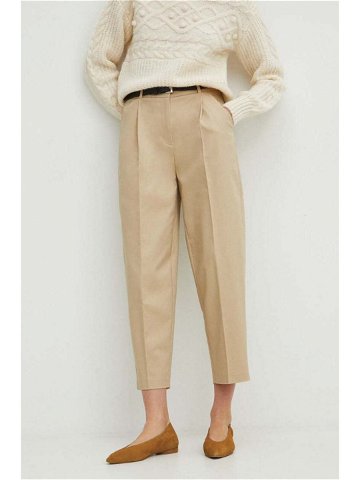 Kalhoty Medicine dámské béžová barva široké high waist