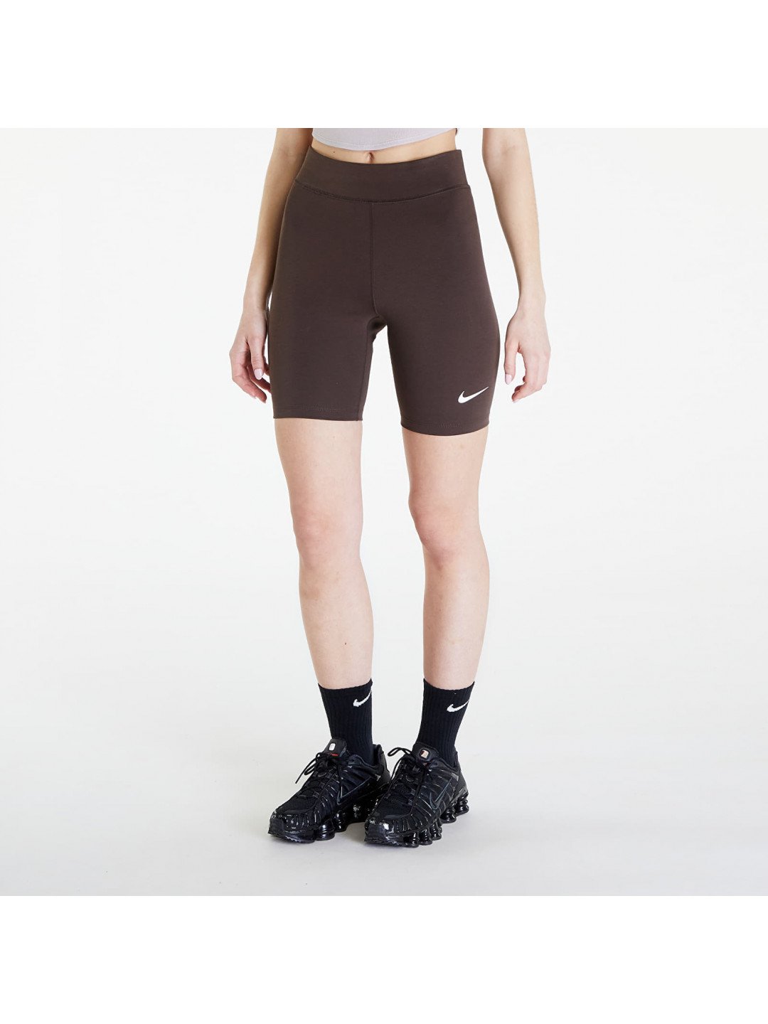 Nike Sportswear Classics Women s High-Waisted 8 quot Biker Shorts Baroque Brown Sail
