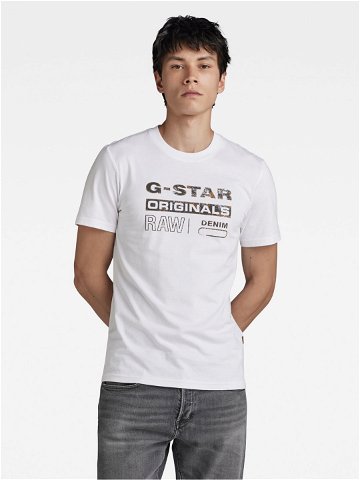 G-Star Raw T-Shirt Distressed D24420-336 Bílá Slim Fit