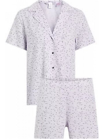 Dámské pyžamo WOVEN SHORT SET 000QS6967E LNU sv fialové – Calvin Klein L