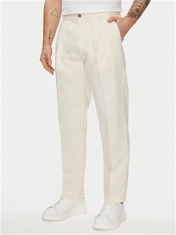 Pepe Jeans Chino kalhoty Relaxed Pleated Linen Pants – 2 PM211700 Écru Relaxed Fit