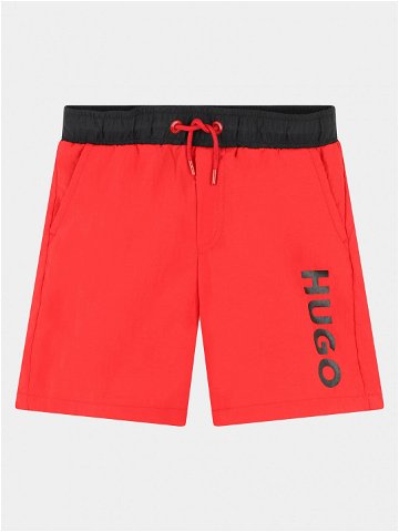 Hugo Plavecké šortky G00002 S Červená Regular Fit