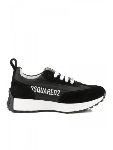 Tenisky dsquared logo leather & tech running sneakers low lace up černá 34