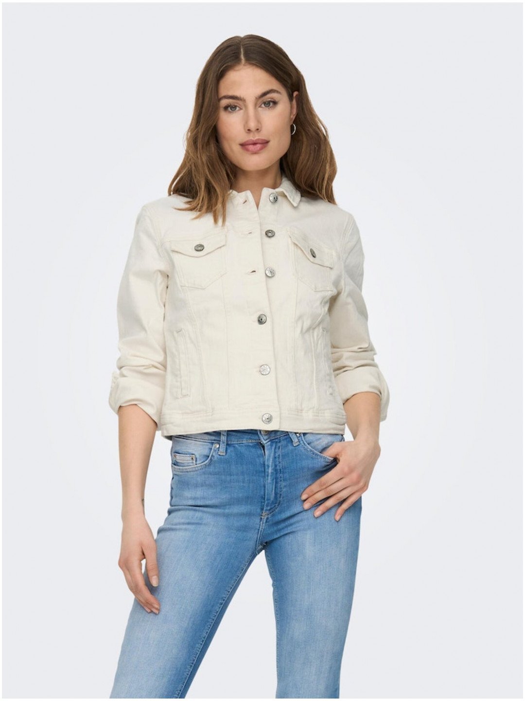 Krémová dámská džínová bunda ONLY Tia