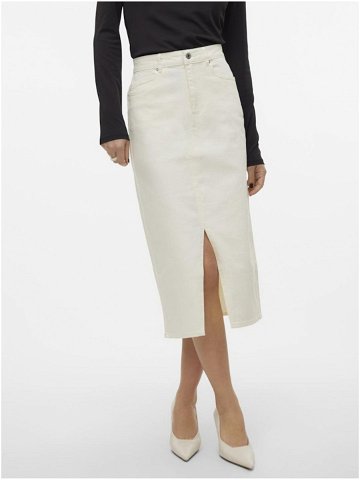 Krémová dámská džínová midi sukně Vero Moda Veri