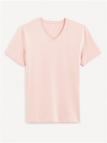 Růžové pánské basic tričko Celio Neuniv