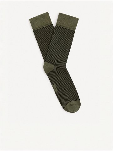 Khaki pánské pruhované ponožky Celio Vicaire