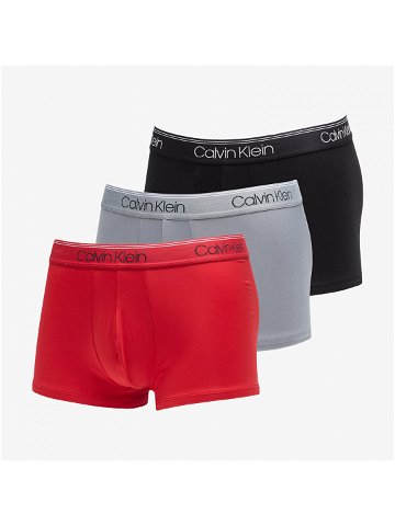 Calvin Klein Microfiber Stretch Wicking Technology Low Rise Trunk 3-Pack Black Convoy Red Gala