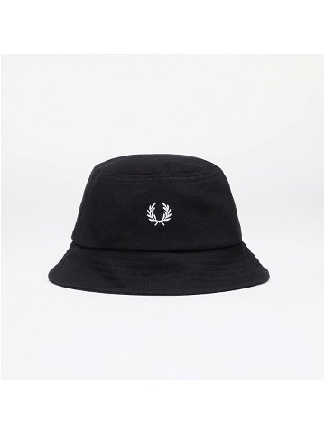FRED PERRY Pique Bucket Hat Black Snow white
