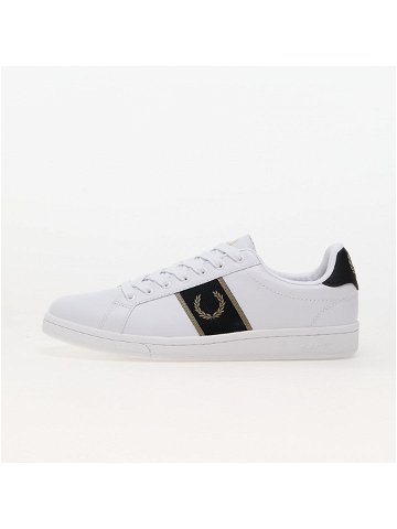 FRED PERRY B721 Leather Branded Webbing White Warm Grey