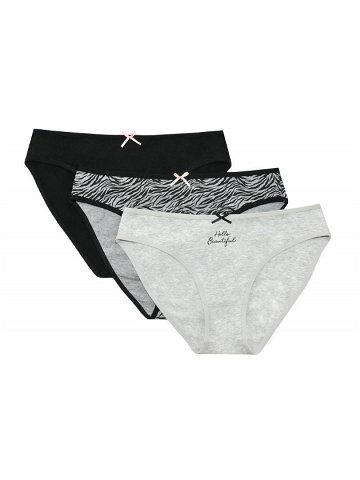 Dámské kalhotky 3-pack 36508 K041 černo – šedá – zebra – Henderson S