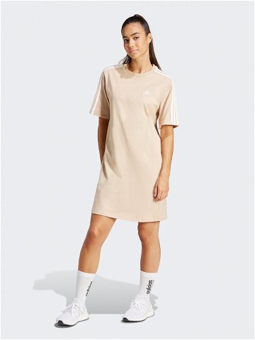 Adidas Každodenní šaty Essentials 3-Stripes IR6056 Béžová Loose Fit