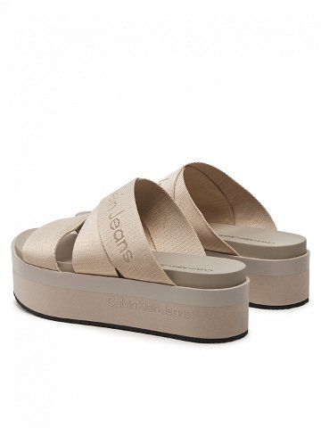 Calvin Klein Jeans Nazouváky Flatform Sandal Webbing In Mr YW0YW01361 Béžová