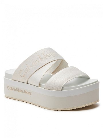 Calvin Klein Jeans Nazouváky Flatform Sandal Webbing In Mr YW0YW01361 Bílá