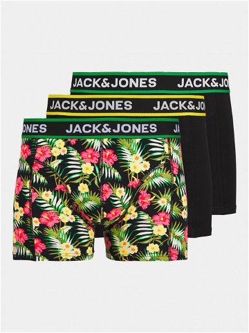 Jack & Jones Sada 3 kusů boxerek Flowers 12250612 Černá