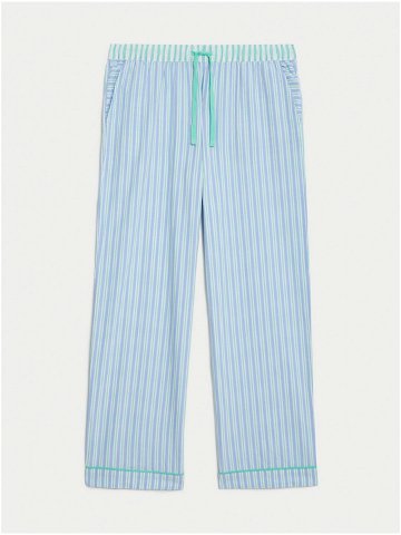 Světle modré dámské pruhované pyžamové kalhoty Marks & Spencer
