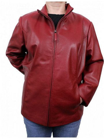 Dámská kožená bunda 2138 červená – NADMĚR 68