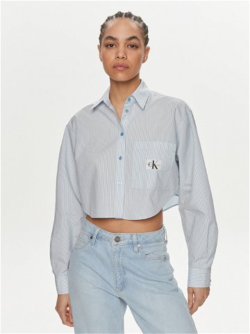Calvin Klein Jeans Košile J20J222614 Modrá Cropped Fit