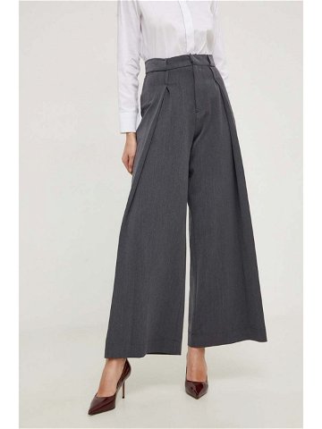 Bavlněné kalhoty Answear Lab šedá barva jednoduché high waist