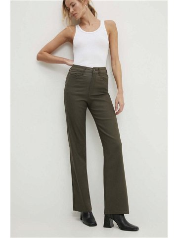Kalhoty Answear Lab dámské zelená barva široké high waist