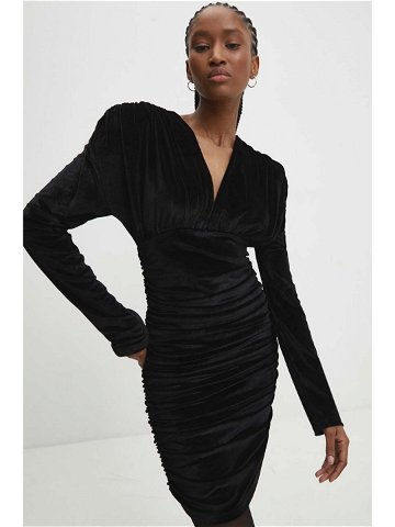 Velurové šaty Answear Lab černá barva mini
